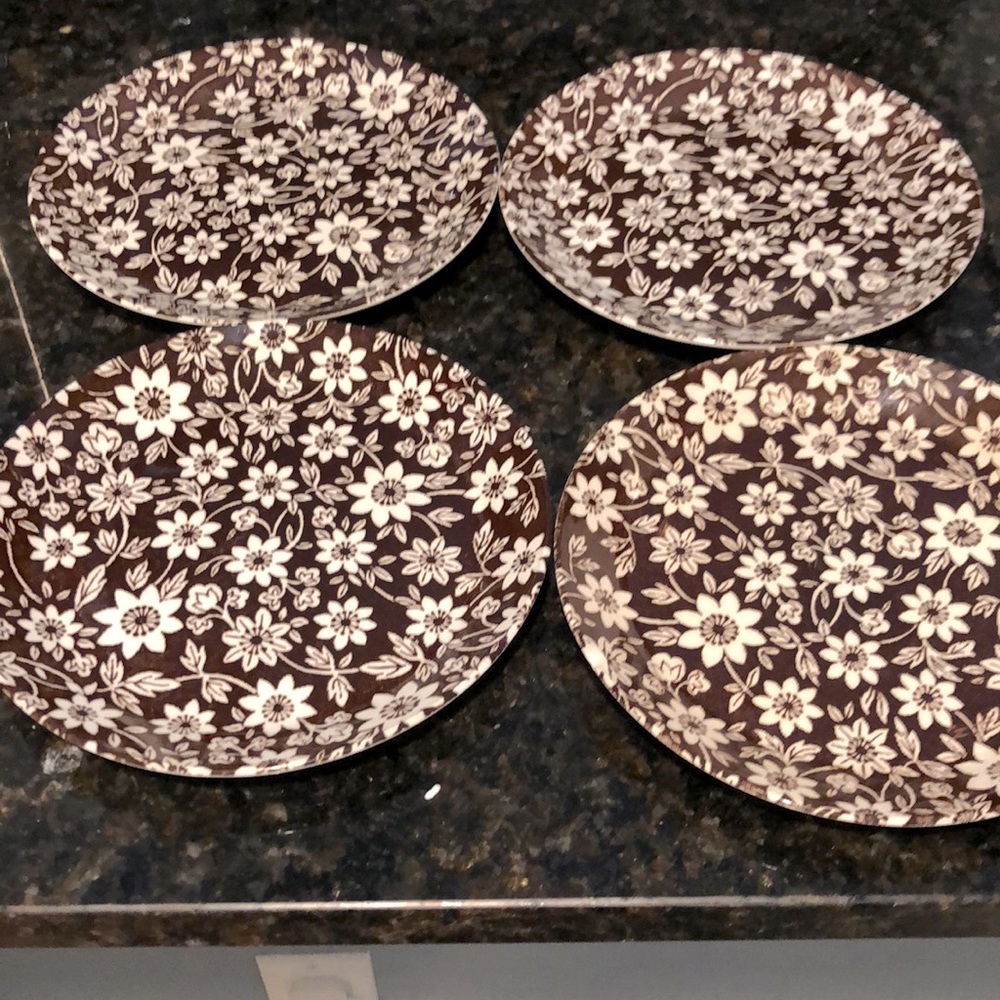 Brown Country Cupboard Vintage dishes. 6.5" wide 4 pc. made/England.Ironstone.